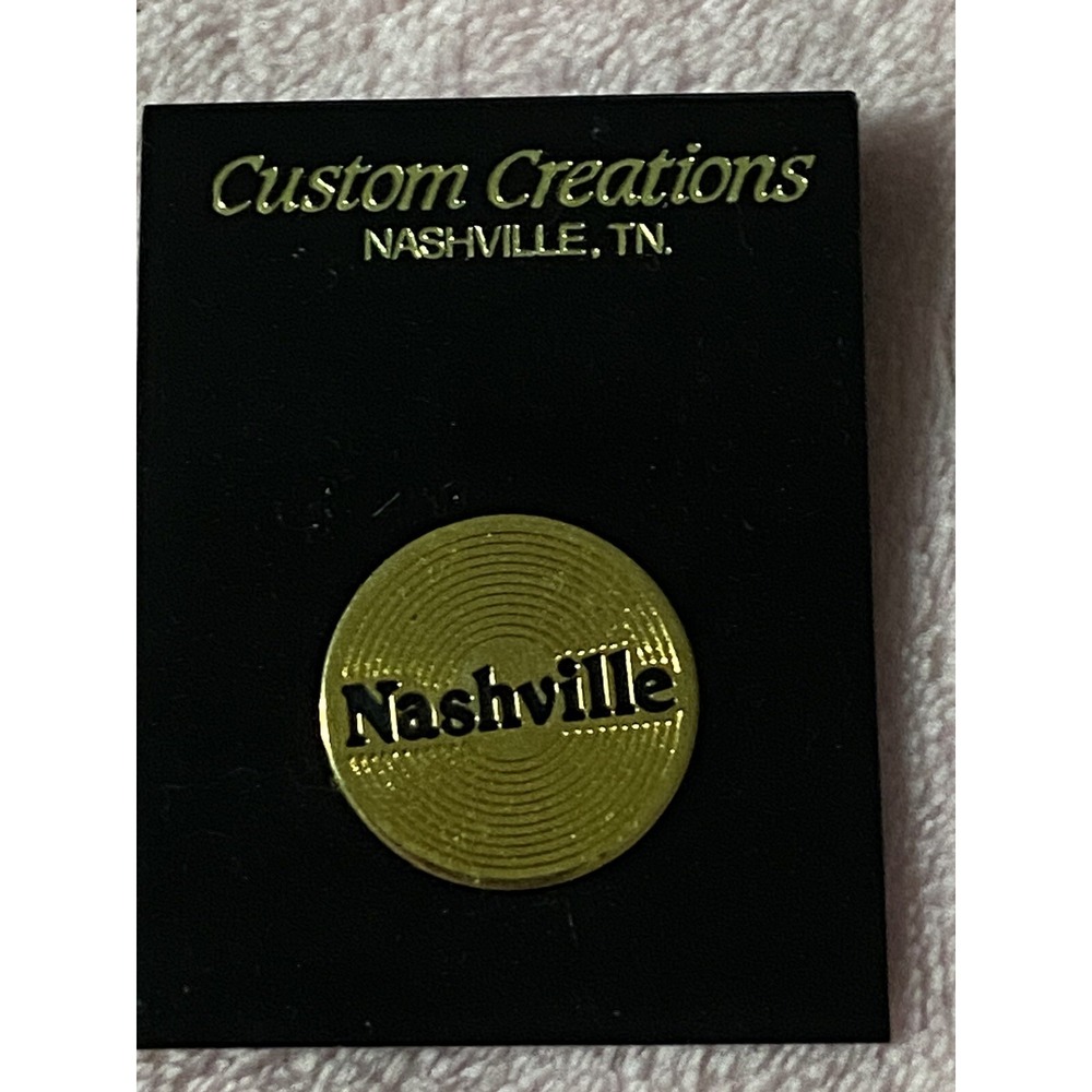 VNTG Nashville Tennessee Pin Record Shaped Black Letters Custom Creations Metal